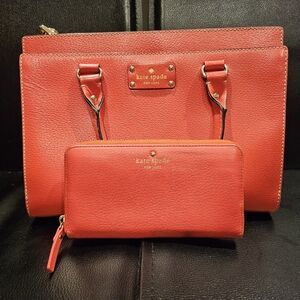 Kate Spade Handbag Coral Wellesly Durham Leather Crossbody Strap